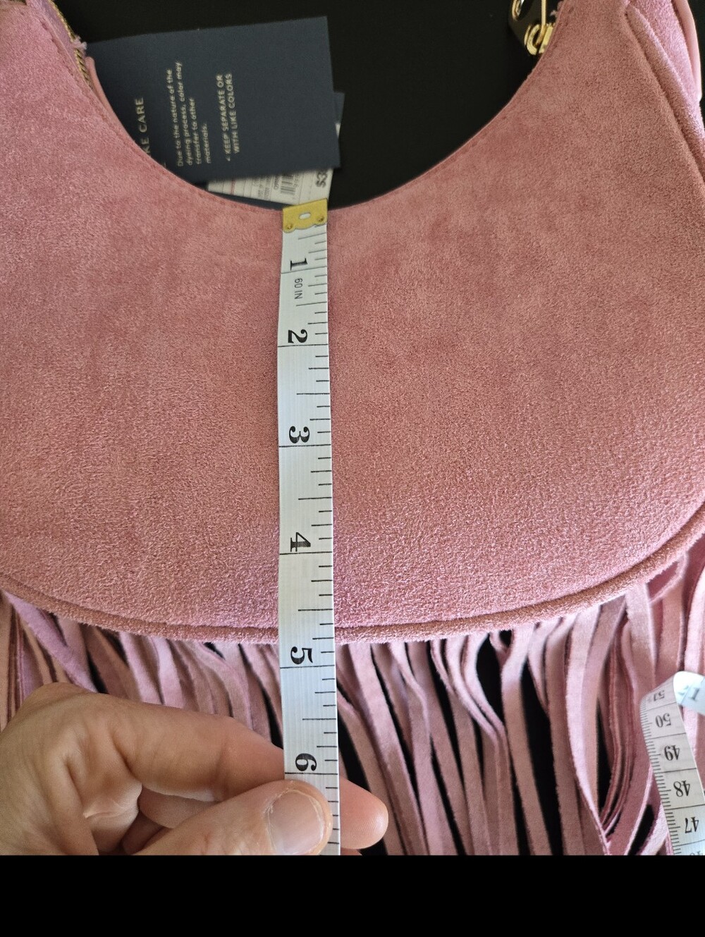 NWT Universal Thread Pink Faux Suede Fringe Crescent Shoulder Bag - Picture 12 of 13